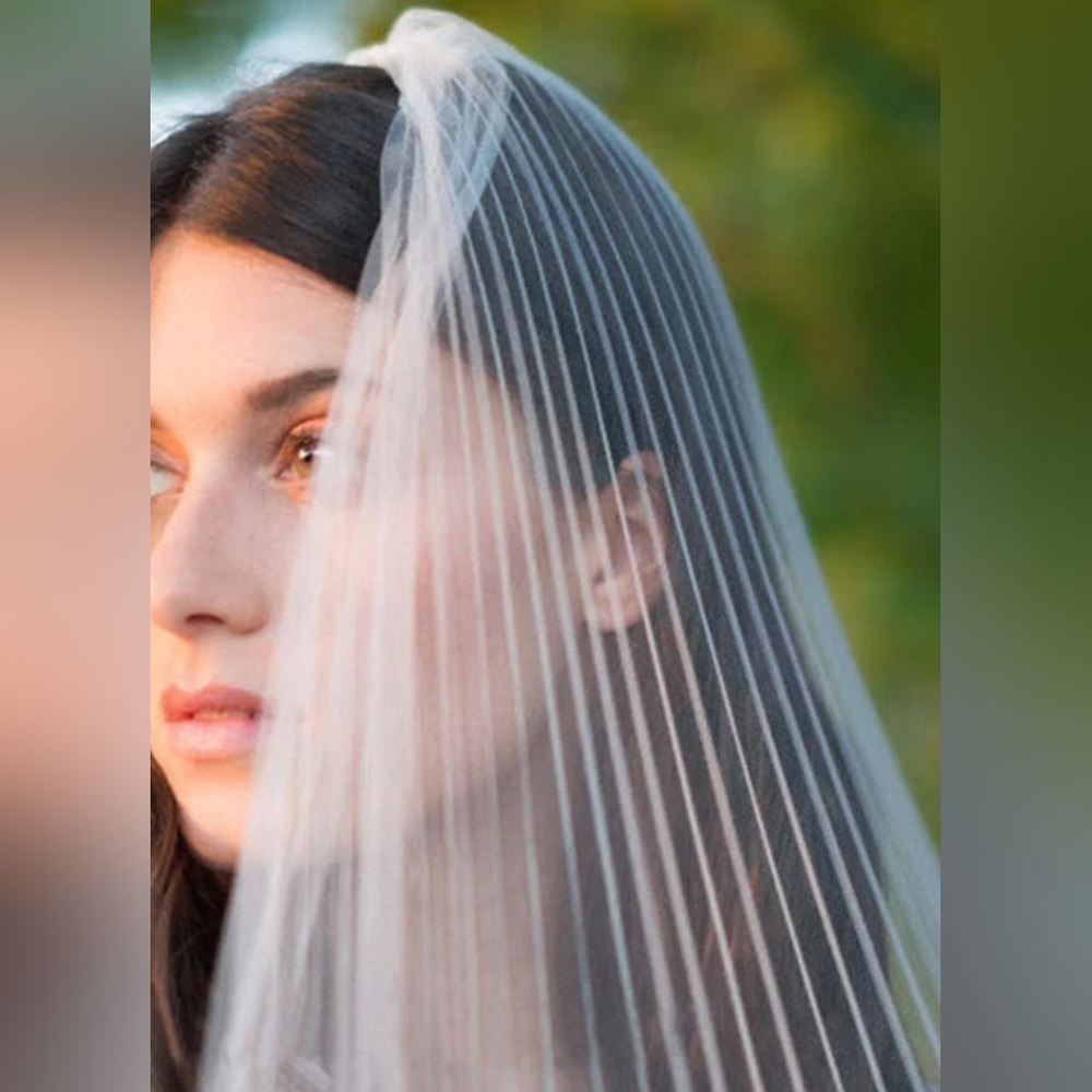 Simple Soft Pleated Wedding Veil